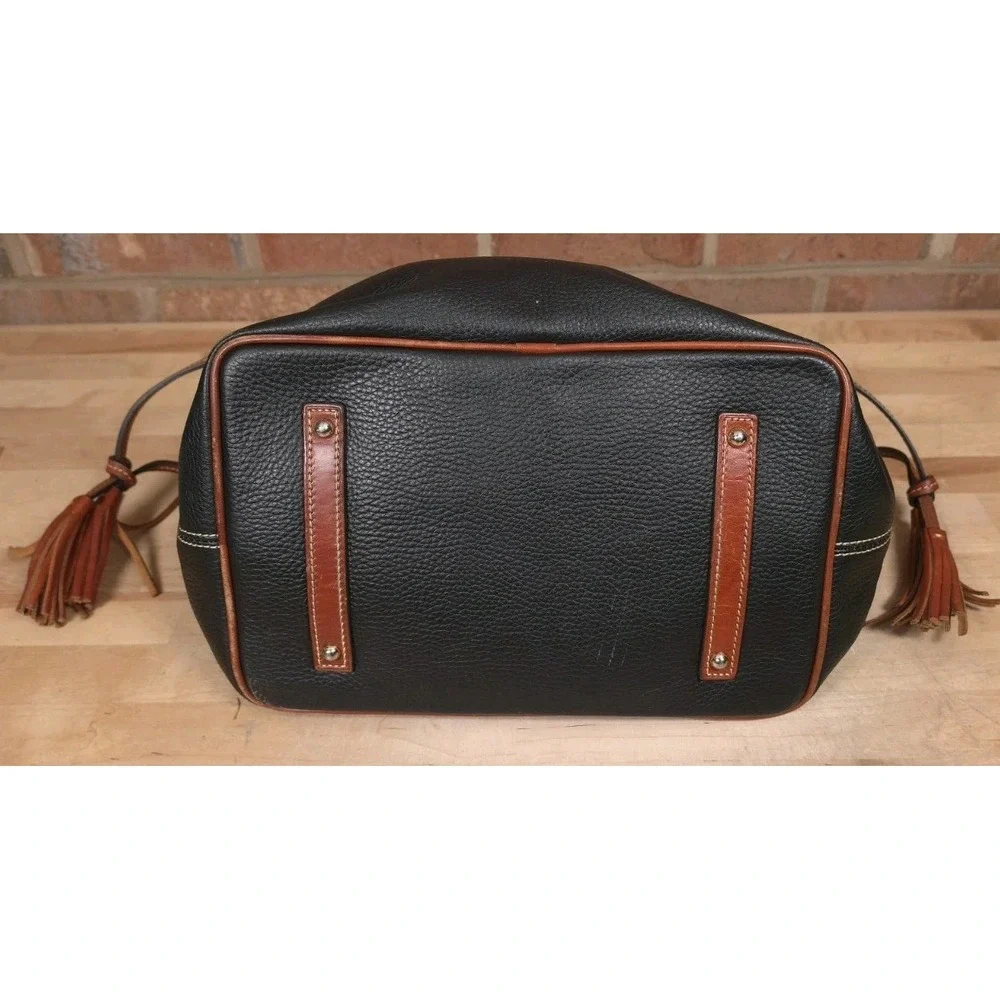 Dooney & Bourke Black Pebbled Leather Tassel Shopper Tote Bag Purse Handbag